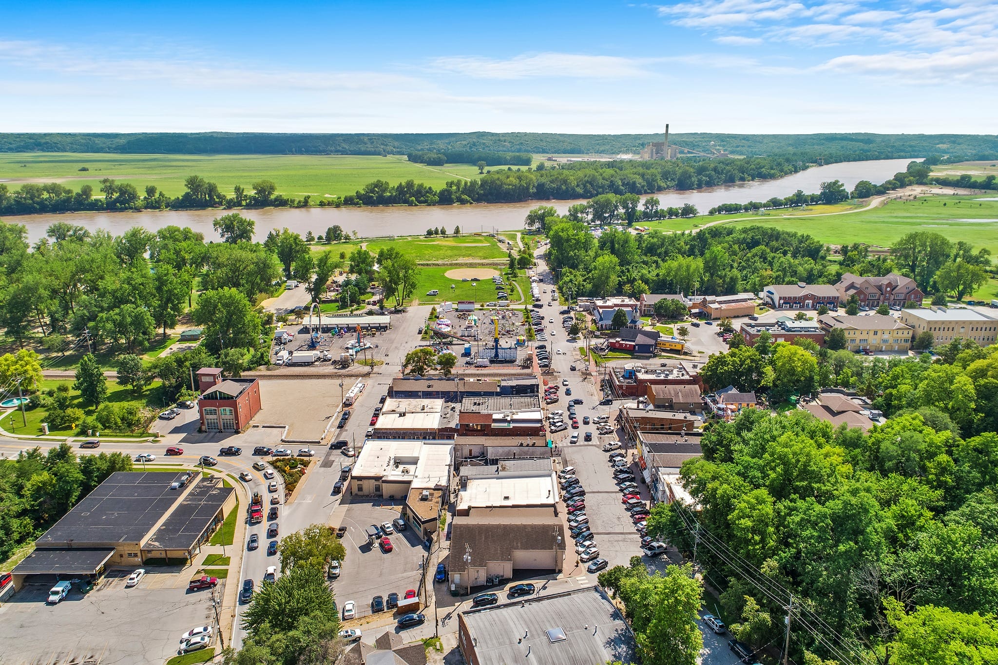 Aerial Of Historic Downtown Parkville